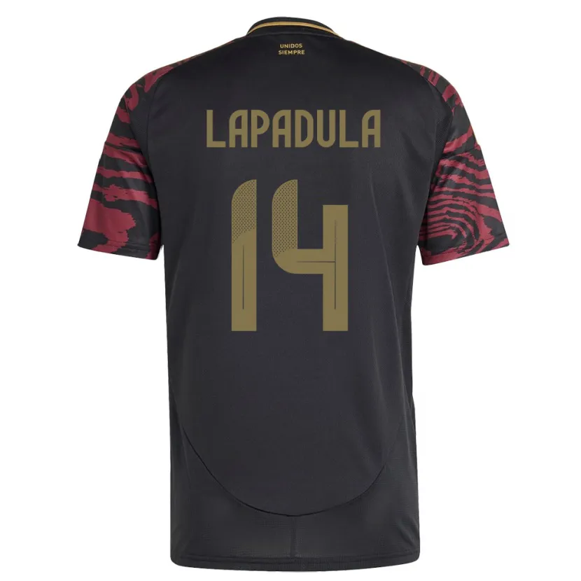 Danxen Enfant Maillot Pérou Gianluca Lapadula #14 Noir Tenues Extérieur 24-26 T-Shirt