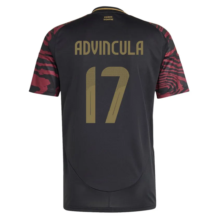 Danxen Enfant Maillot Pérou Luis Advíncula #17 Noir Tenues Extérieur 24-26 T-Shirt