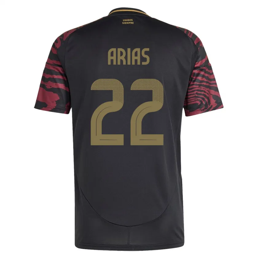 Danxen Enfant Maillot Pérou Brian Arias #22 Noir Tenues Extérieur 24-26 T-Shirt