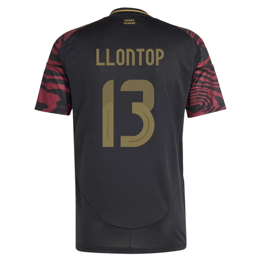 Danxen Enfant Maillot Pérou Mathías Llontop #13 Noir Tenues Extérieur 24-26 T-Shirt