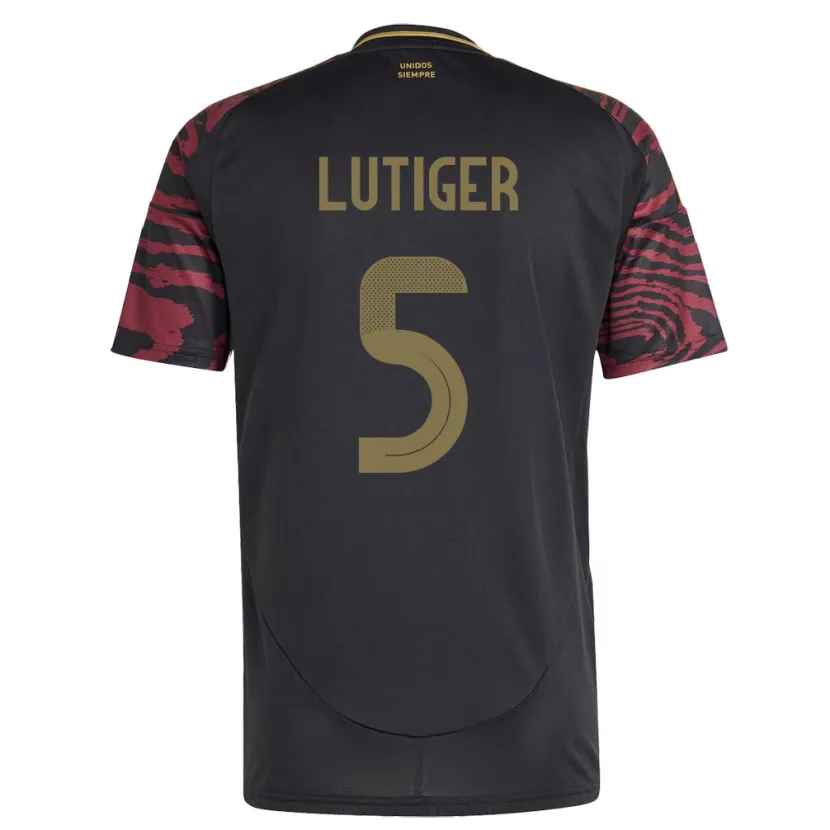 Danxen Enfant Maillot Pérou Rafael Lutiger #5 Noir Tenues Extérieur 24-26 T-Shirt