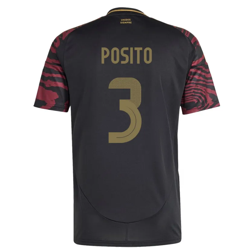 Danxen Enfant Maillot Pérou Alejandro Pósito #3 Noir Tenues Extérieur 24-26 T-Shirt