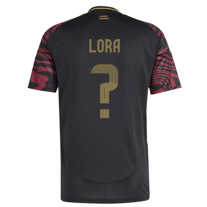 Danxen Enfant Maillot Pérou Fabrizio Lora #0 Noir Tenues Extérieur 24-26 T-Shirt