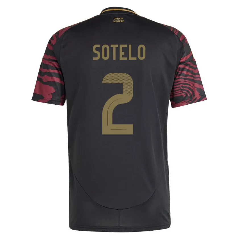 Danxen Enfant Maillot Pérou Ghian Sotelo #2 Noir Tenues Extérieur 24-26 T-Shirt