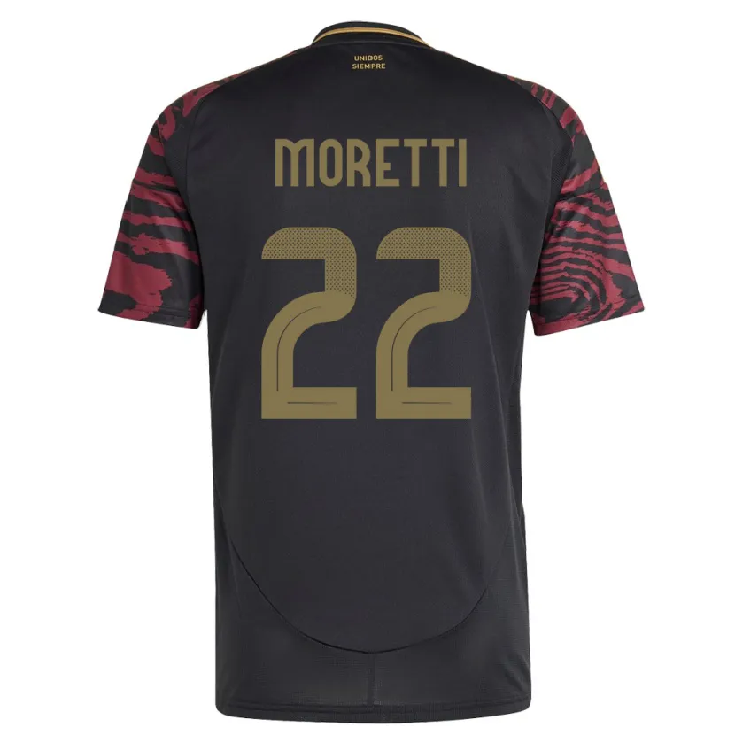 Danxen Enfant Maillot Pérou Jair Moretti #22 Noir Tenues Extérieur 24-26 T-Shirt