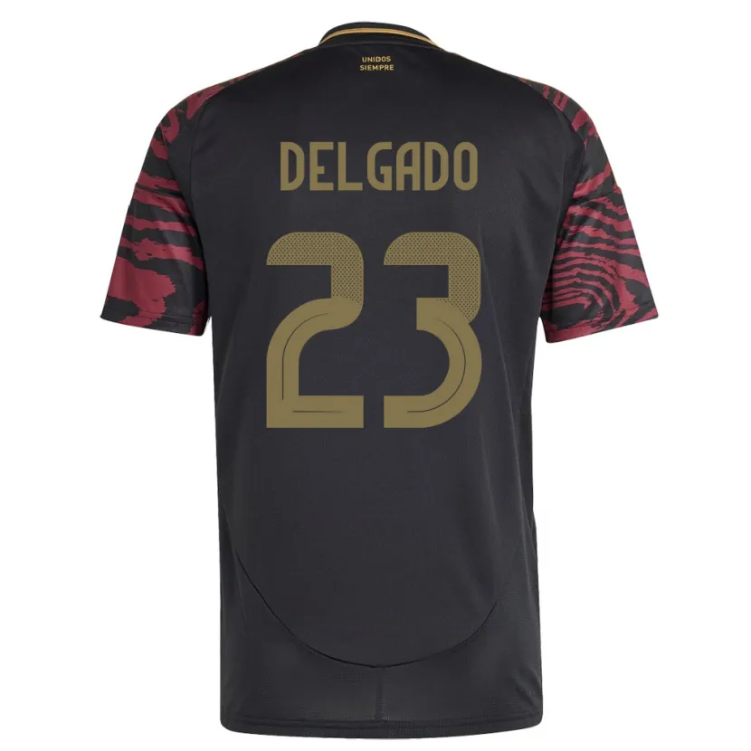 Danxen Enfant Maillot Pérou Valentino Delgado #23 Noir Tenues Extérieur 24-26 T-Shirt