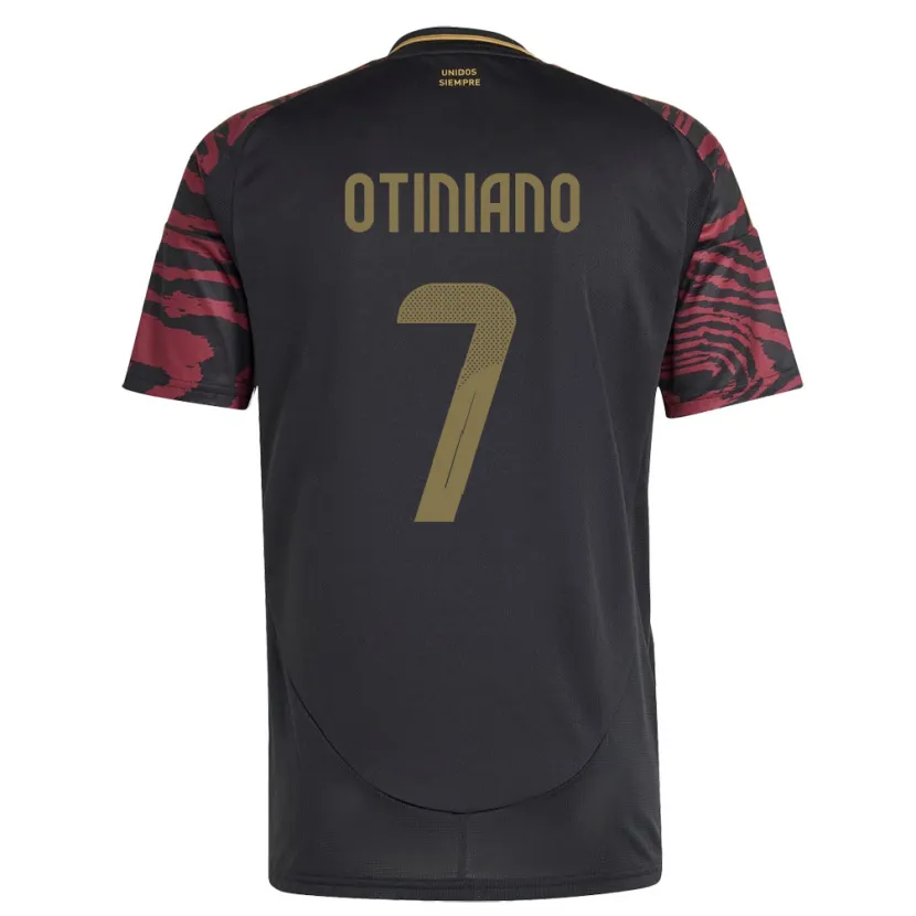 Danxen Enfant Maillot Pérou Steffani Otiniano #7 Noir Tenues Extérieur 24-26 T-Shirt