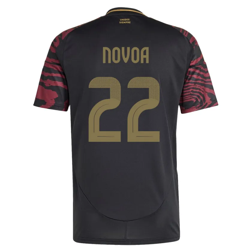 Danxen Enfant Maillot Pérou Cindy Novoa #22 Noir Tenues Extérieur 24-26 T-Shirt