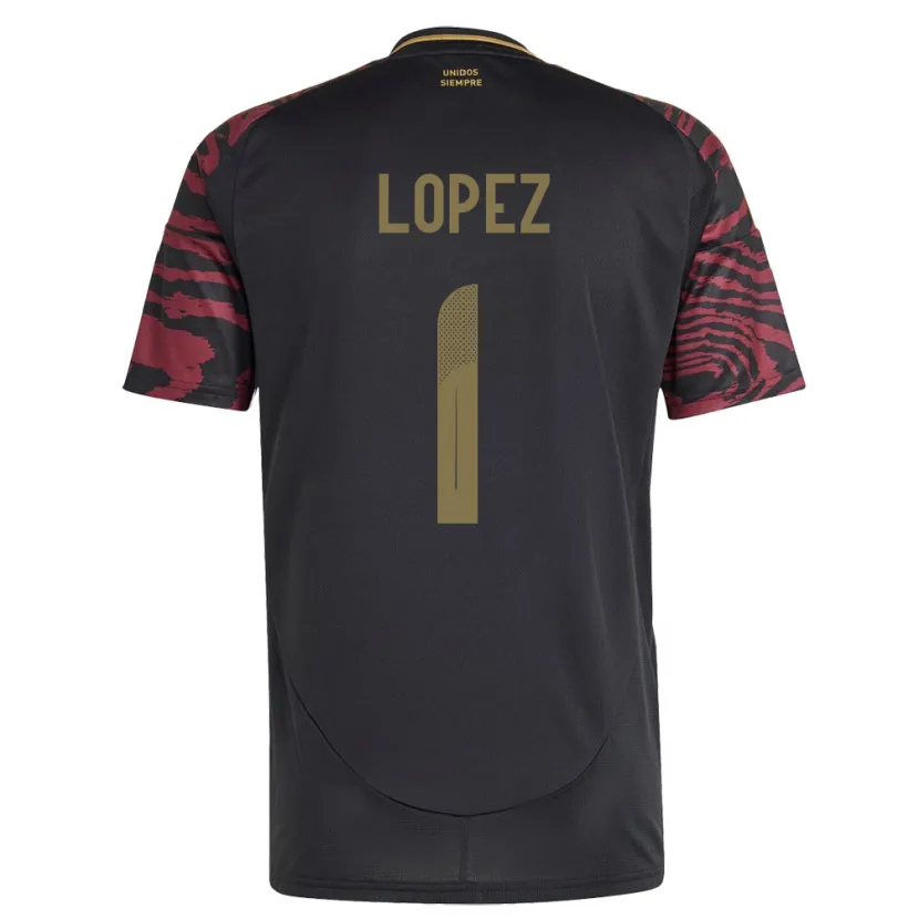 Danxen Enfant Maillot Pérou Karla Lopez #1 Noir Tenues Extérieur 24-26 T-Shirt