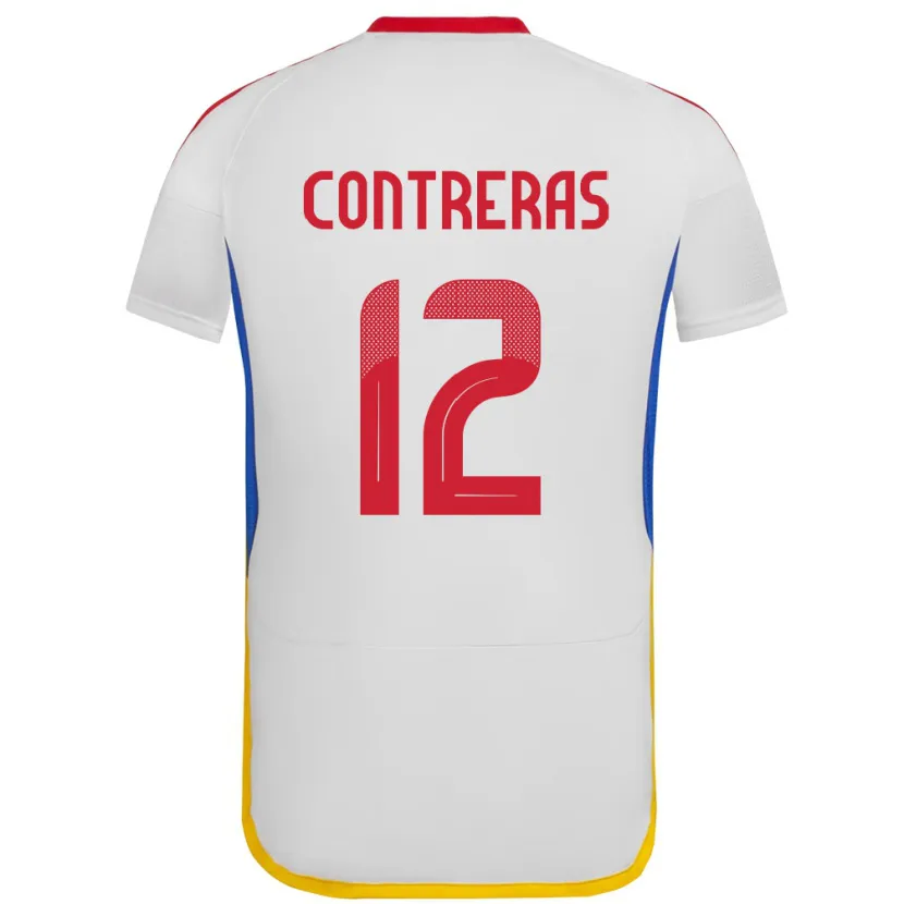 Danxen Enfant Maillot Venezuela José Contreras #12 Blanc Tenues Extérieur 24-26 T-Shirt