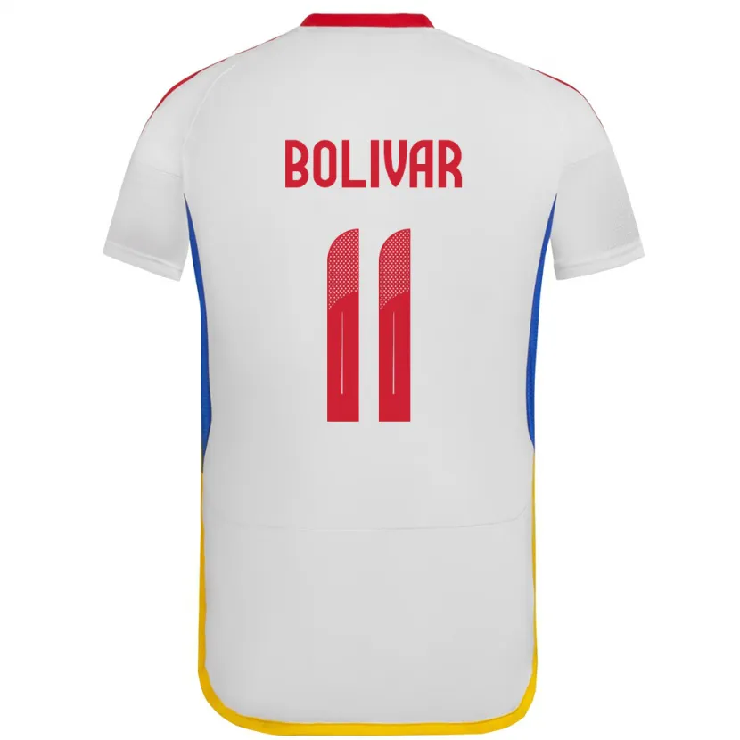 Danxen Enfant Maillot Venezuela Jovanny Bolívar #11 Blanc Tenues Extérieur 24-26 T-Shirt