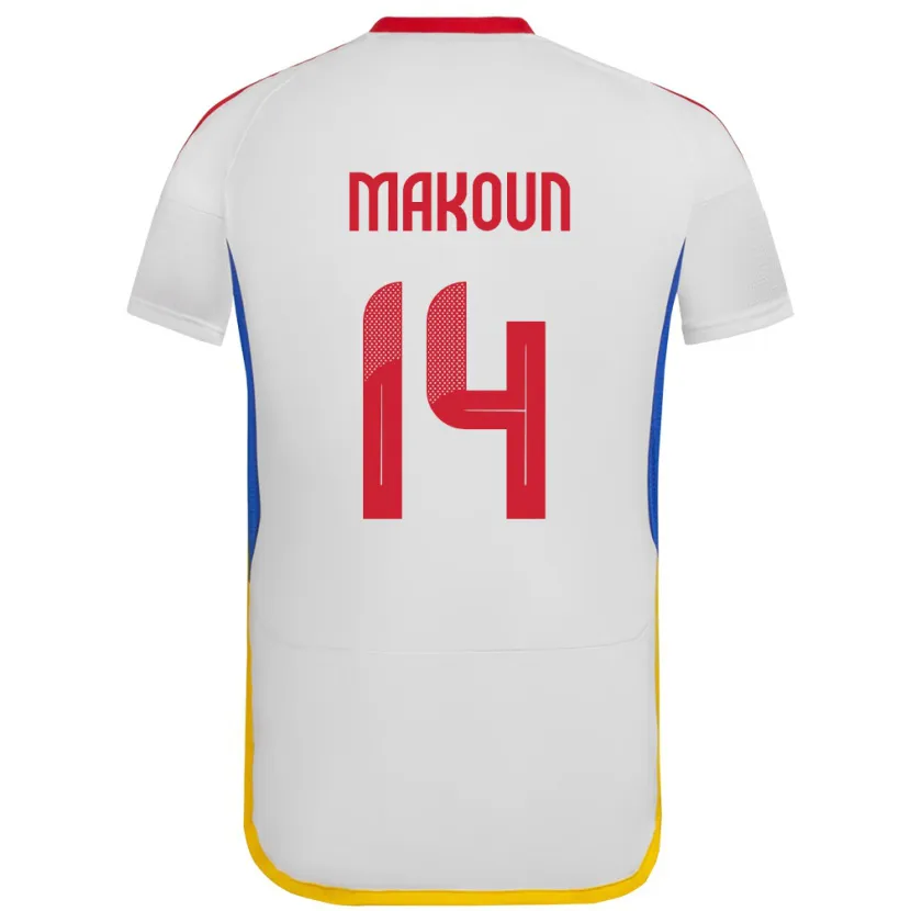 Danxen Enfant Maillot Venezuela Christian Makoun #14 Blanc Tenues Extérieur 24-26 T-Shirt