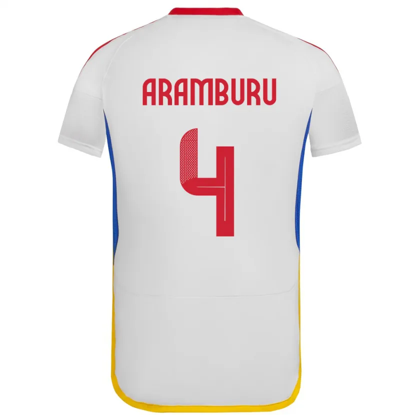 Danxen Enfant Maillot Venezuela Jon Aramburu #4 Blanc Tenues Extérieur 24-26 T-Shirt