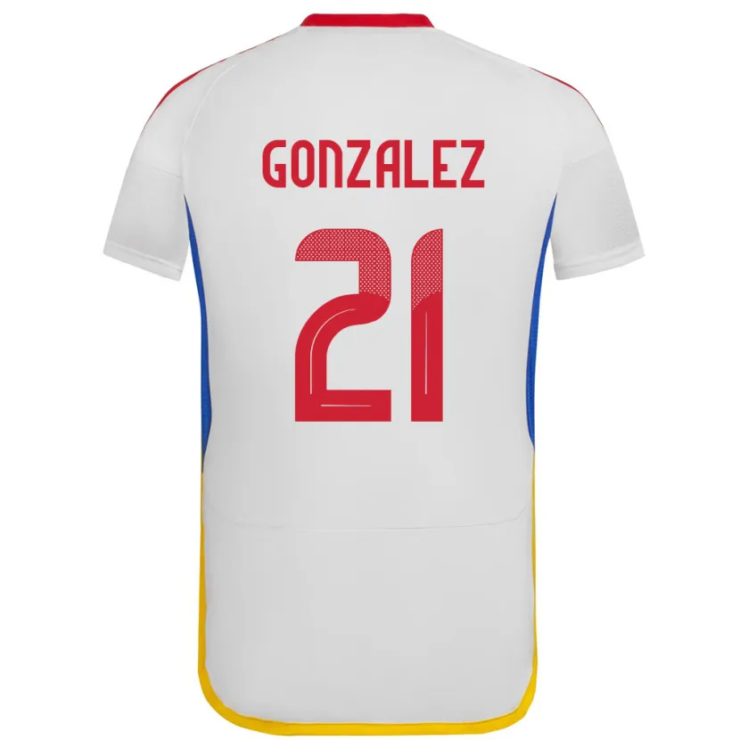 Danxen Enfant Maillot Venezuela Alexander González #21 Blanc Tenues Extérieur 24-26 T-Shirt