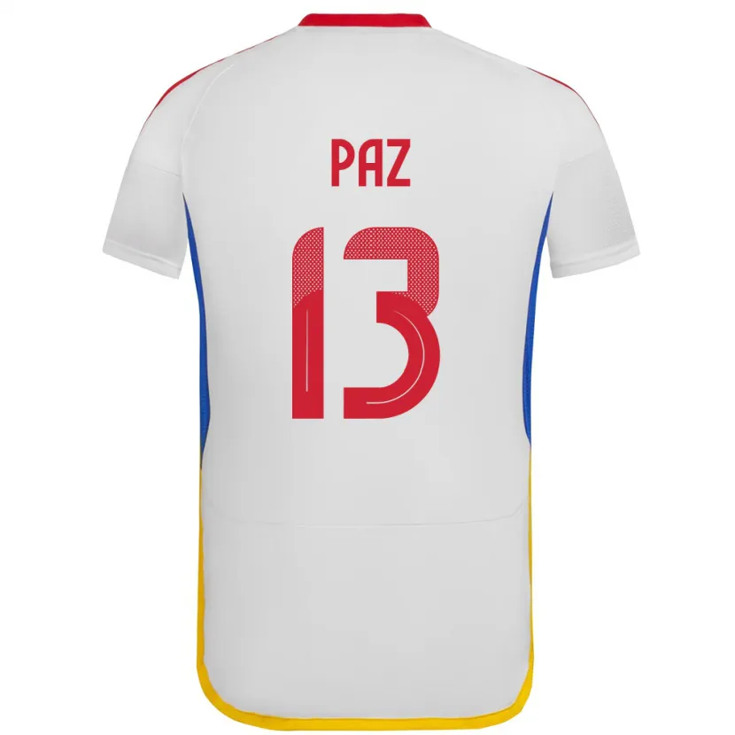 Danxen Enfant Maillot Venezuela Jesús Paz #13 Blanc Tenues Extérieur 24-26 T-Shirt