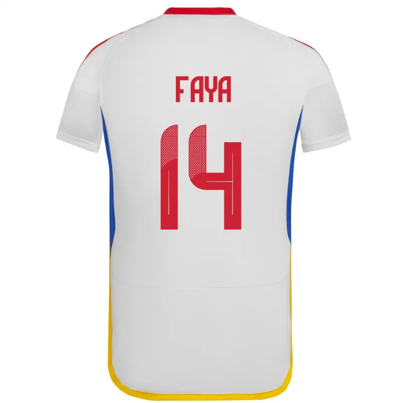 Danxen Enfant Maillot Venezuela Carlos Faya #14 Blanc Tenues Extérieur 24-26 T-Shirt