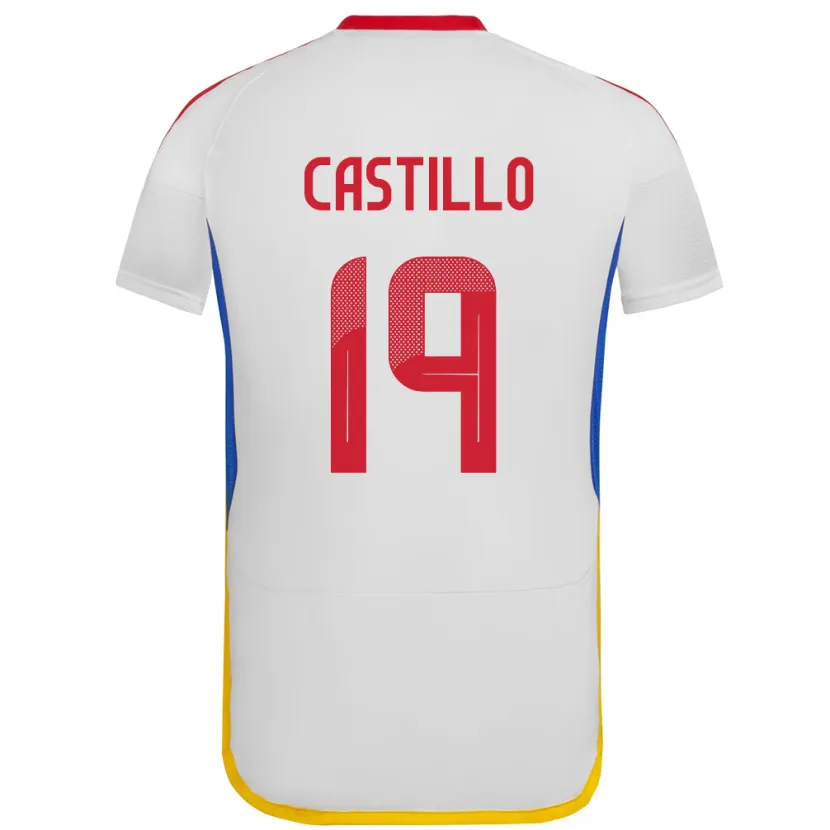 Danxen Enfant Maillot Venezuela Bryan Castillo #19 Blanc Tenues Extérieur 24-26 T-Shirt