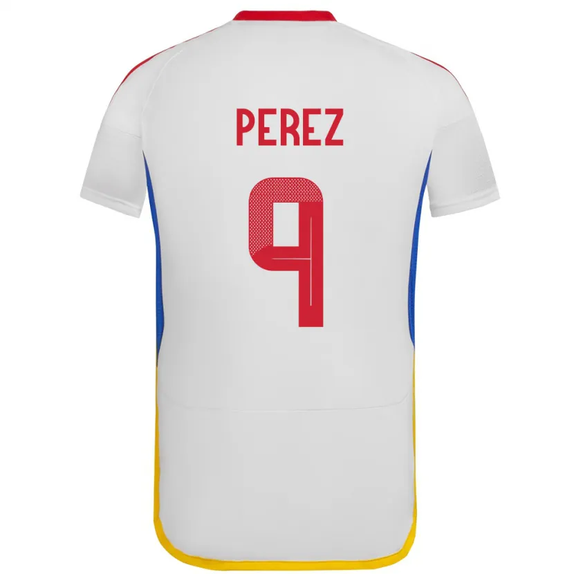Danxen Enfant Maillot Venezuela Daniel Pérez #9 Blanc Tenues Extérieur 24-26 T-Shirt