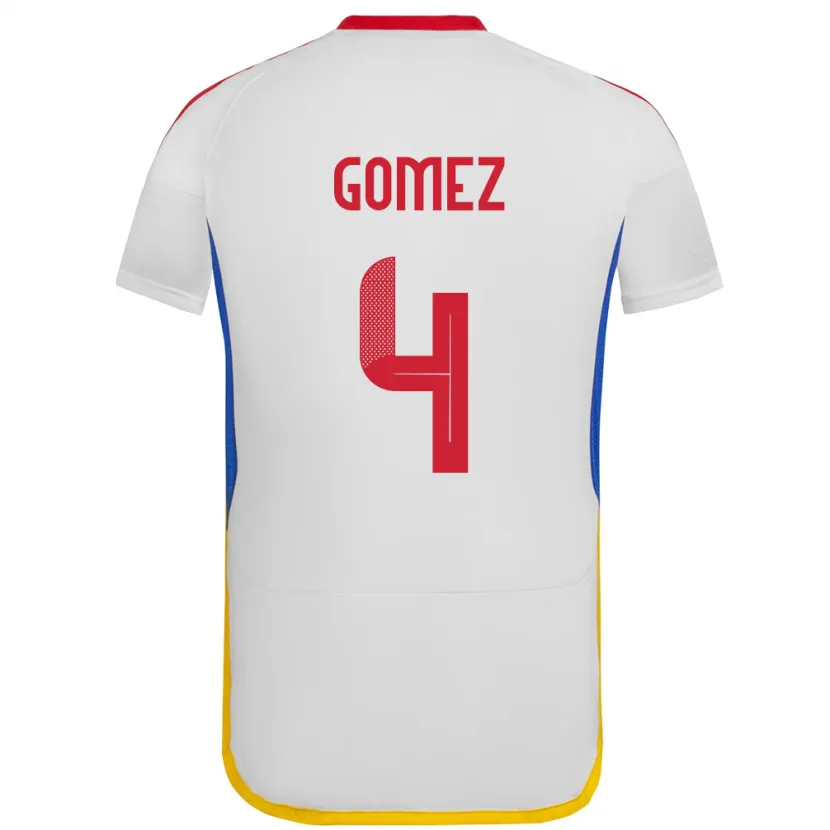 Danxen Enfant Maillot Venezuela Santiago Gómez #4 Blanc Tenues Extérieur 24-26 T-Shirt