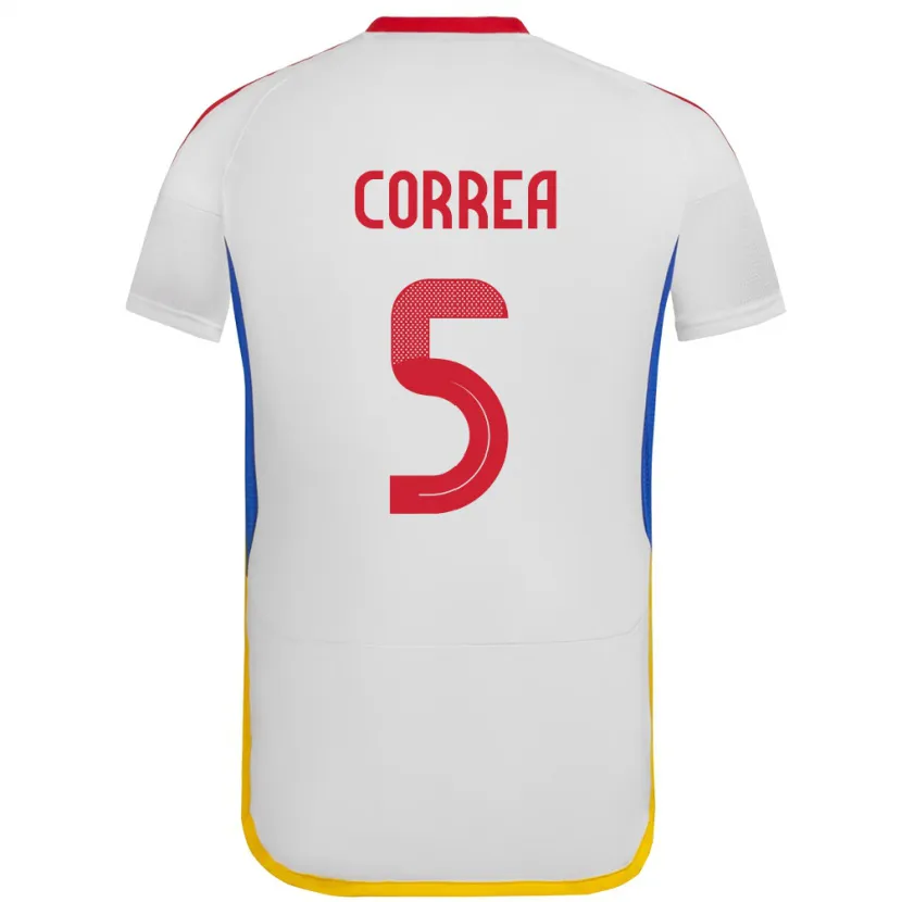 Danxen Enfant Maillot Venezuela José Correa #5 Blanc Tenues Extérieur 24-26 T-Shirt
