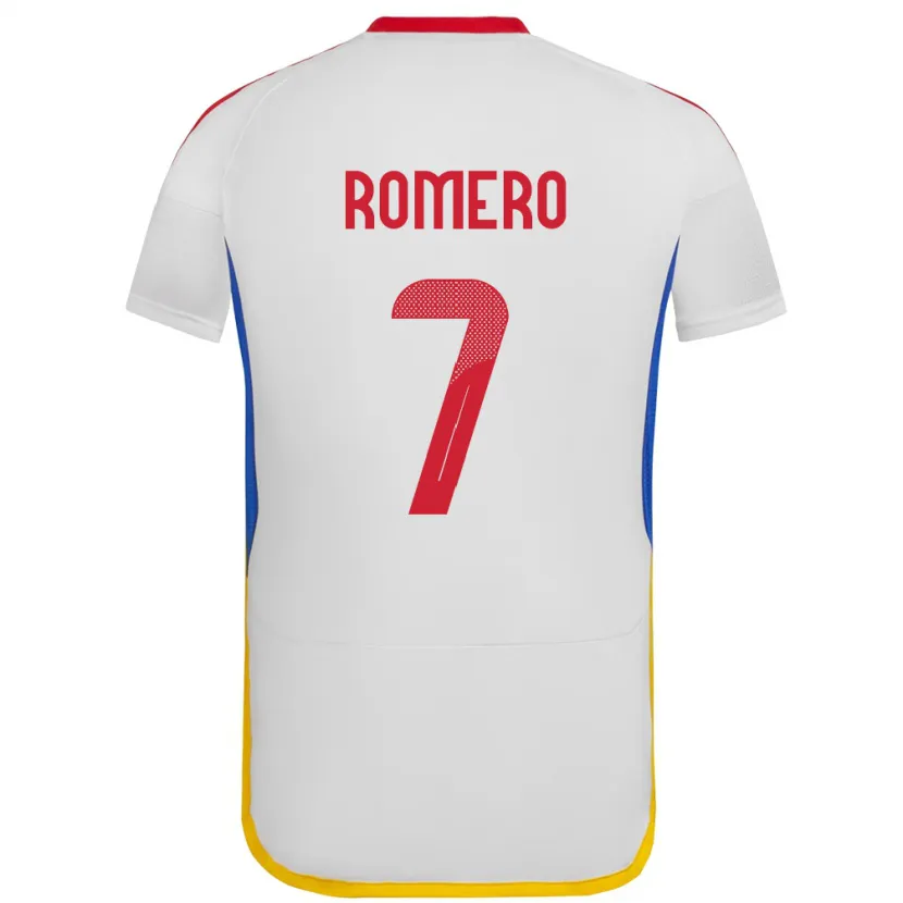Danxen Enfant Maillot Venezuela Leenhan Romero #7 Blanc Tenues Extérieur 24-26 T-Shirt