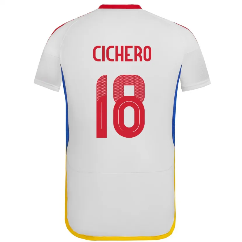Danxen Enfant Maillot Venezuela Alejandro Cichero #18 Blanc Tenues Extérieur 24-26 T-Shirt