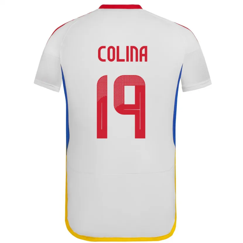 Danxen Enfant Maillot Venezuela Junior Colina #19 Blanc Tenues Extérieur 24-26 T-Shirt