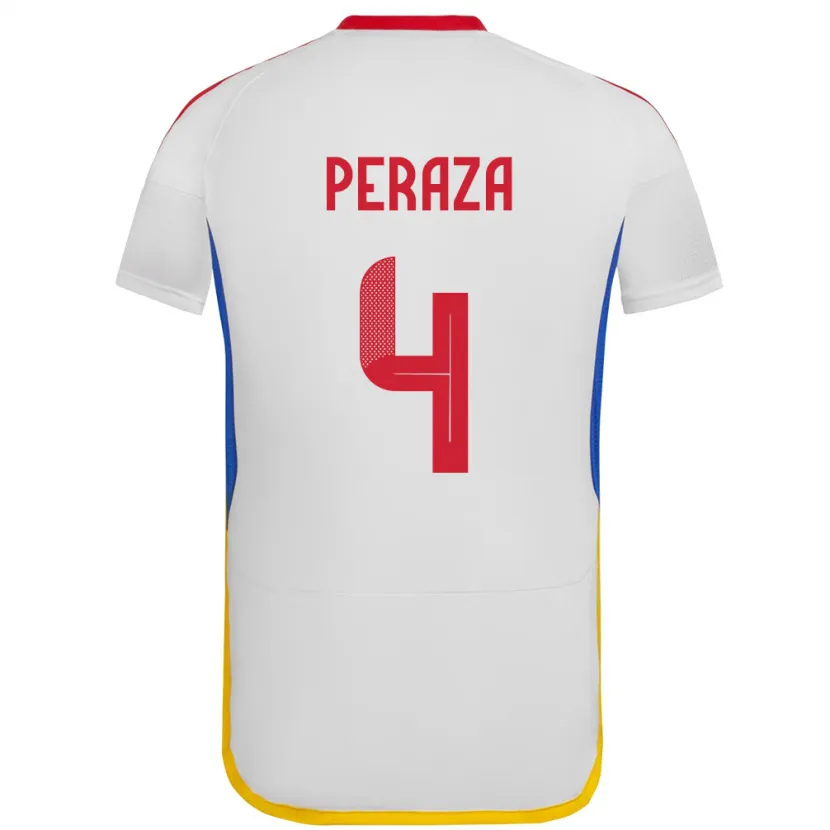 Danxen Enfant Maillot Venezuela María Peraza #4 Blanc Tenues Extérieur 24-26 T-Shirt