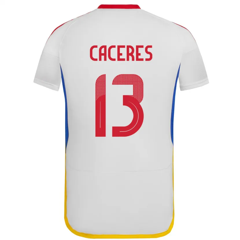 Danxen Enfant Maillot Venezuela Nayluisa Cáceres #13 Blanc Tenues Extérieur 24-26 T-Shirt