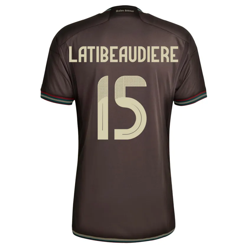 Danxen Enfant Maillot Jamaïque Joel Latibeaudiere #15 Brun Nuit Tenues Extérieur 24-26 T-Shirt
