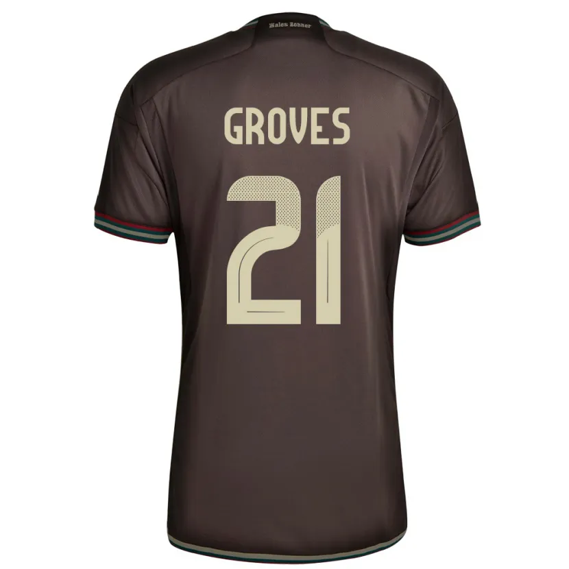 Danxen Enfant Maillot Jamaïque Isreala Groves #21 Brun Nuit Tenues Extérieur 24-26 T-Shirt