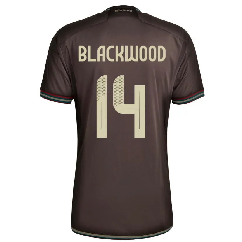 Danxen Enfant Maillot Jamaïque Deneisha Blackwood #14 Brun Nuit Tenues Extérieur 24-26 T-Shirt