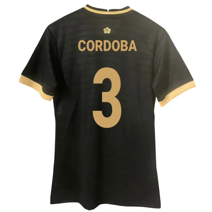 Danxen Enfant Maillot Panama José Córdoba #3 Noir Tenues Extérieur 24-26 T-Shirt
