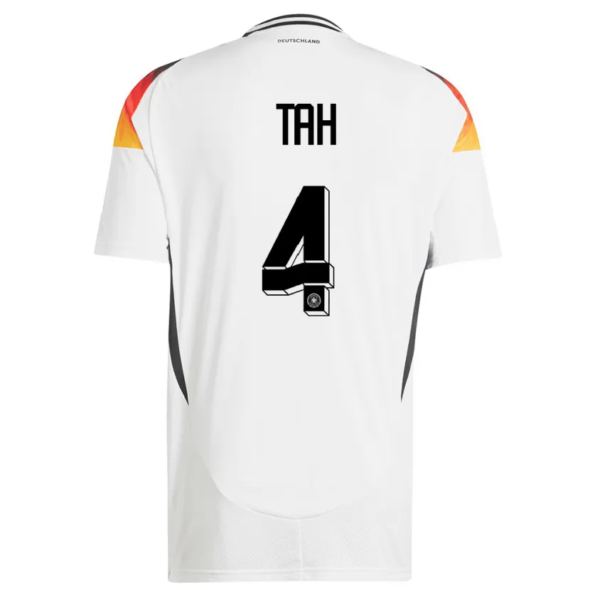 Danxen Homme Maillot Allemagne Jonathan Tah #4 Blanc Tenues Domicile 24-26 T-Shirt
