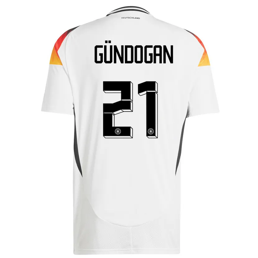 Danxen Homme Maillot Allemagne Ilkay Gundogan #21 Blanc Tenues Domicile 24-26 T-Shirt