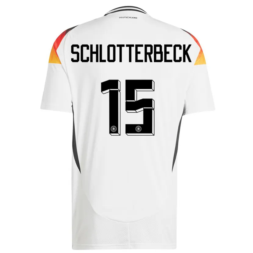 Danxen Homme Maillot Allemagne Nico Schlotterbeck #15 Blanc Tenues Domicile 24-26 T-Shirt