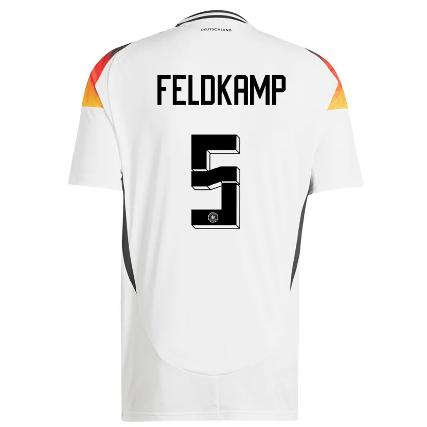Danxen Homme Maillot Allemagne Jana Feldkamp #5 Blanc Tenues Domicile 24-26 T-Shirt