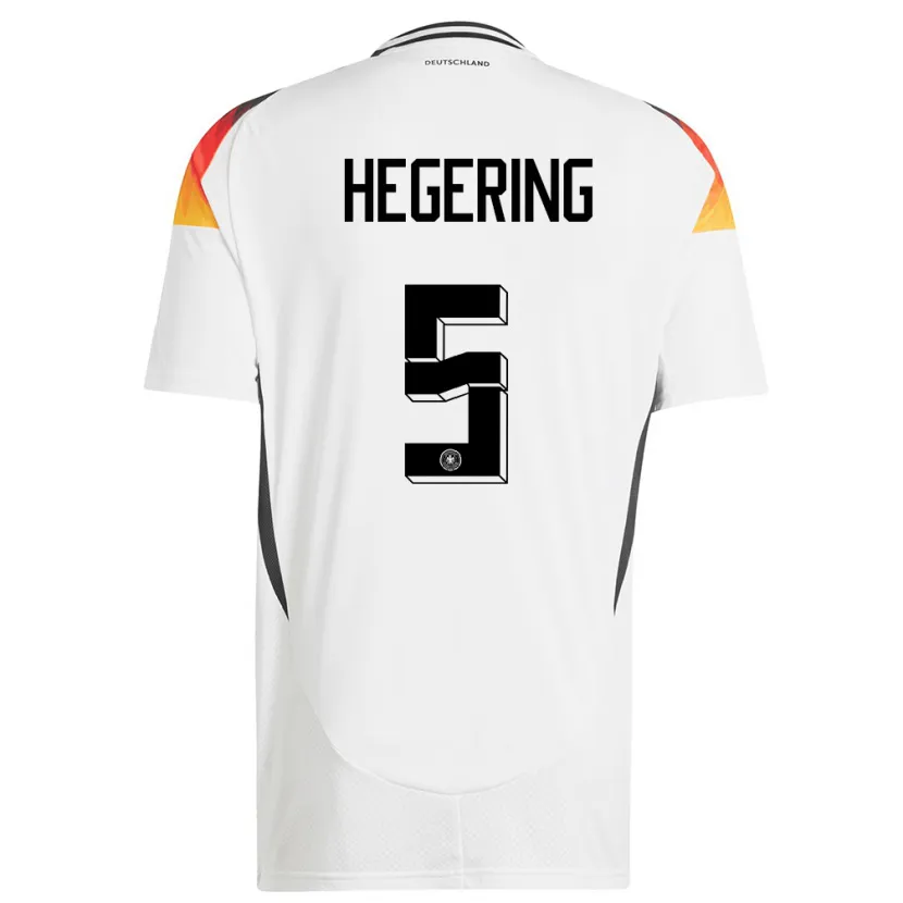 Danxen Homme Maillot Allemagne Marina Hegering #5 Blanc Tenues Domicile 24-26 T-Shirt