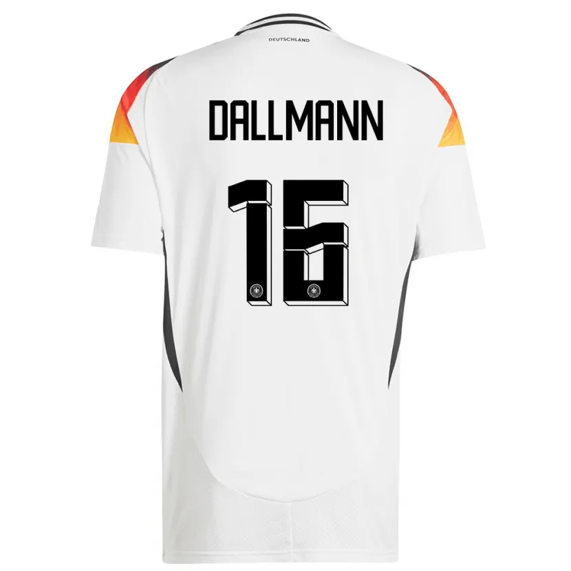 Danxen Homme Maillot Allemagne Linda Dallmann #16 Blanc Tenues Domicile 24-26 T-Shirt