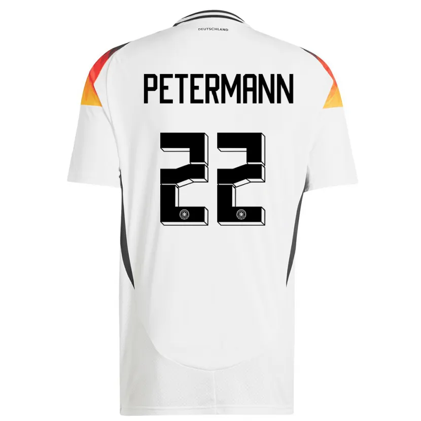 Danxen Homme Maillot Allemagne Lena Petermann #22 Blanc Tenues Domicile 24-26 T-Shirt