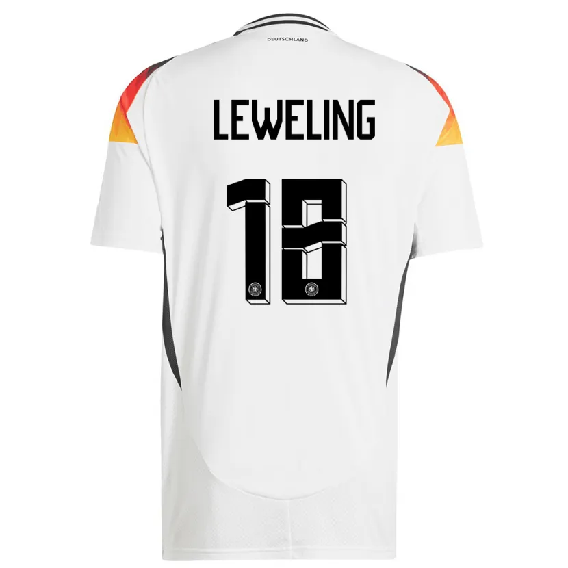Danxen Homme Maillot Allemagne Jamie Leweling #18 Blanc Tenues Domicile 24-26 T-Shirt