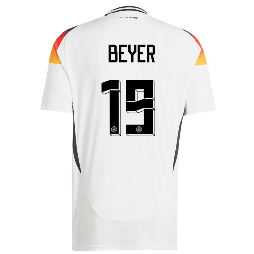 Danxen Homme Maillot Allemagne Jordan Beyer #19 Blanc Tenues Domicile 24-26 T-Shirt