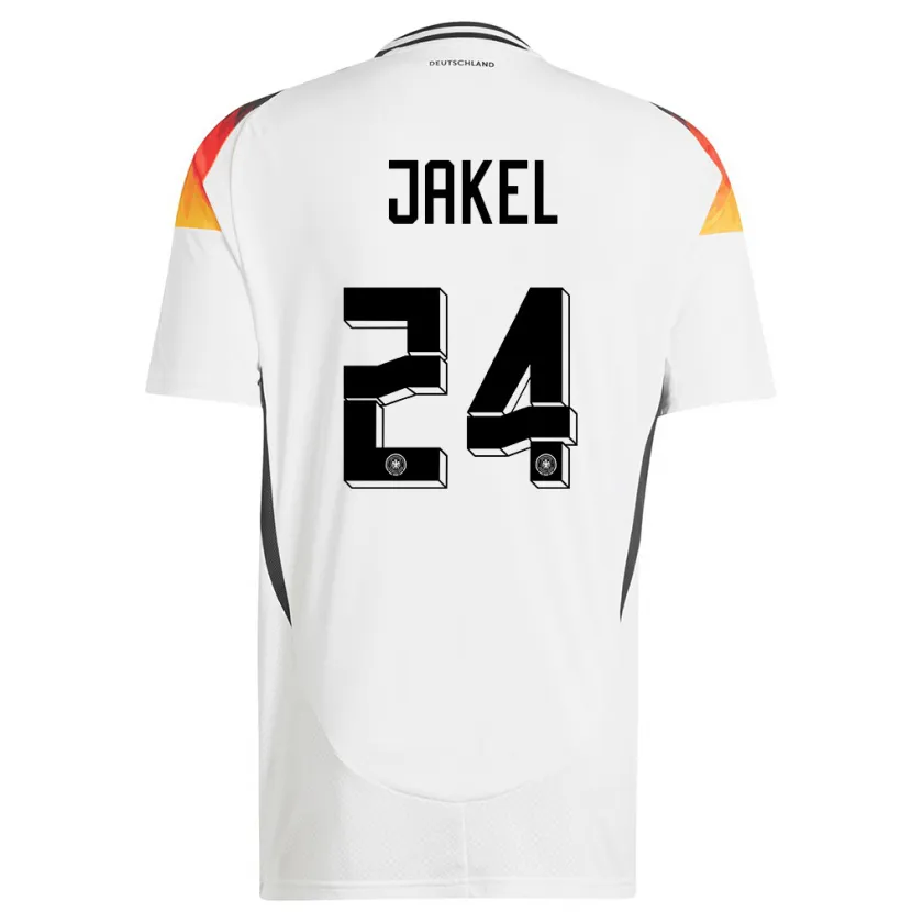 Danxen Homme Maillot Allemagne Frederik Jakel #24 Blanc Tenues Domicile 24-26 T-Shirt