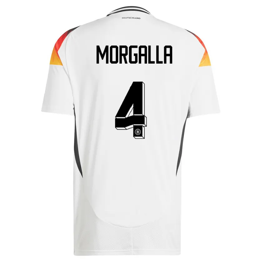 Danxen Homme Maillot Allemagne Leandro Morgalla #4 Blanc Tenues Domicile 24-26 T-Shirt