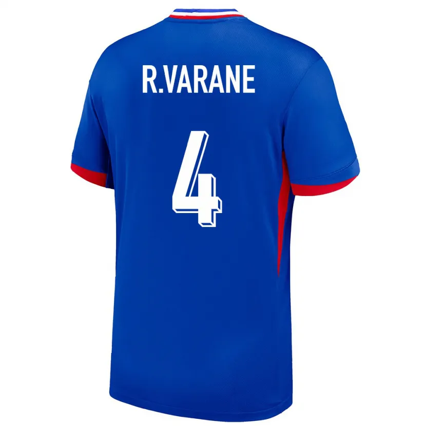 Danxen Homme Maillot France Raphael Varane #4 Bleu Tenues Domicile 24-26 T-Shirt