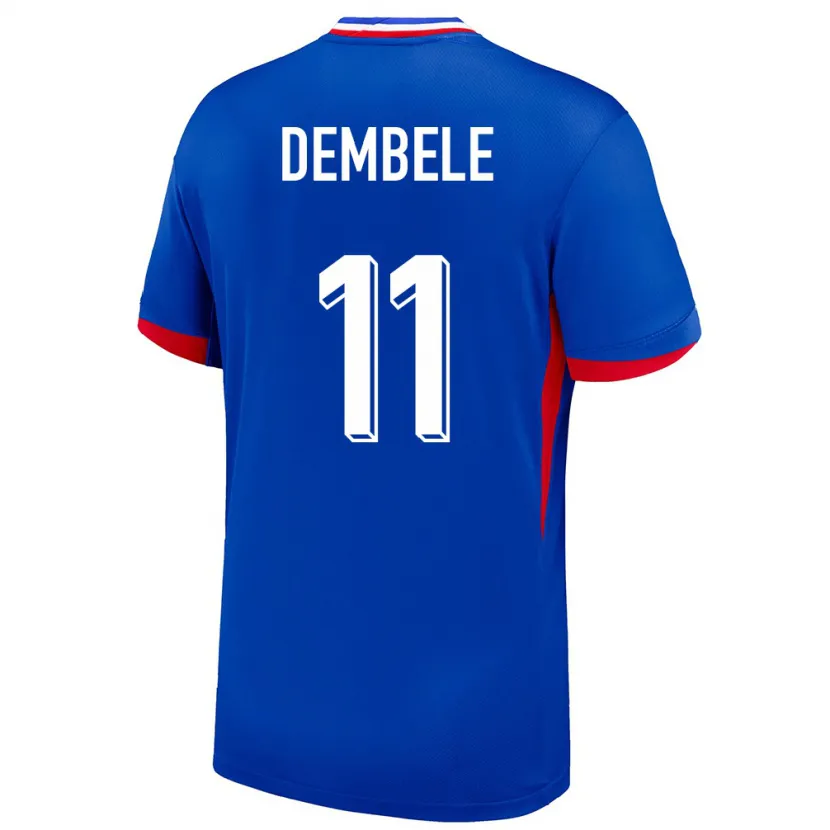 Danxen Homme Maillot France Ousmane Dembele #11 Bleu Tenues Domicile 24-26 T-Shirt