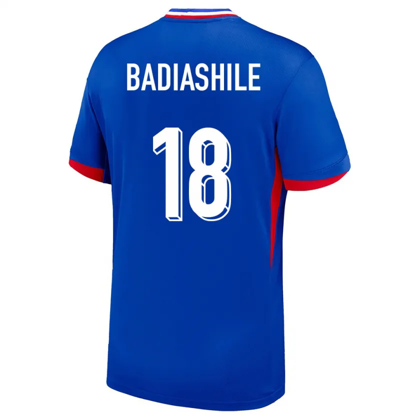 Danxen Homme Maillot France Benoit Badiashile #18 Bleu Tenues Domicile 24-26 T-Shirt