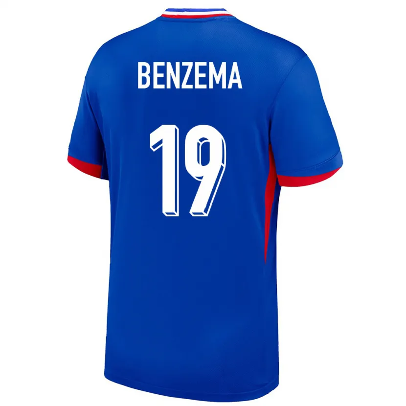 Danxen Homme Maillot France Karim Benzema #19 Bleu Tenues Domicile 24-26 T-Shirt