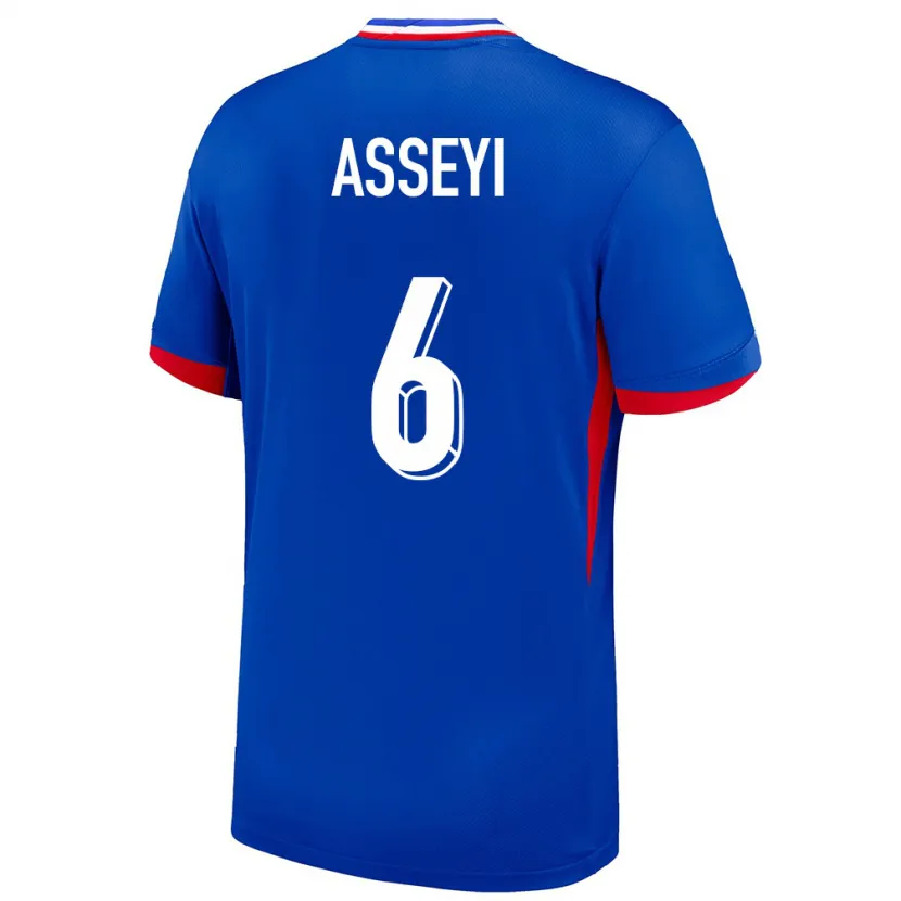 Danxen Homme Maillot France Viviane Asseyi #6 Bleu Tenues Domicile 24-26 T-Shirt