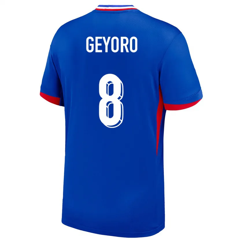 Danxen Homme Maillot France Grace Geyoro #8 Bleu Tenues Domicile 24-26 T-Shirt